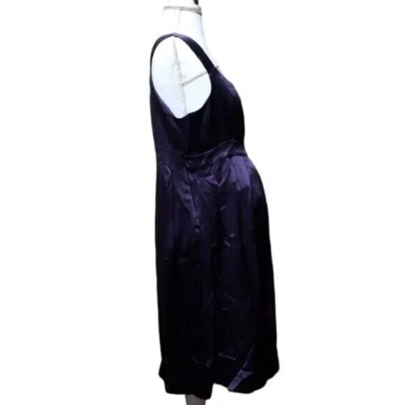 MoMo Women's Maternity Dress "Molly" 100% Silk Pleated Plum Size Small - Picture 5 of 7